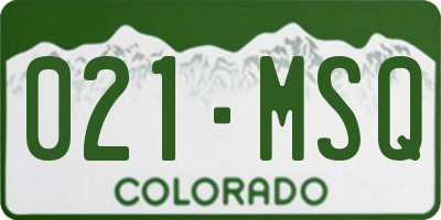 CO license plate 021MSQ