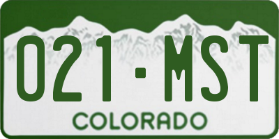 CO license plate 021MST
