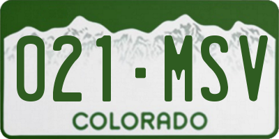 CO license plate 021MSV