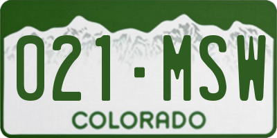 CO license plate 021MSW