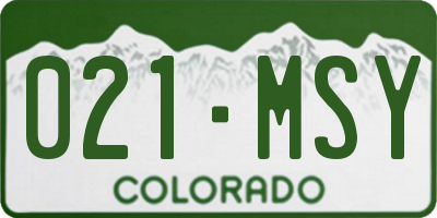 CO license plate 021MSY