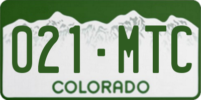 CO license plate 021MTC