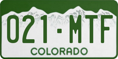 CO license plate 021MTF