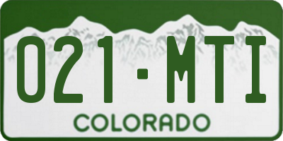 CO license plate 021MTI