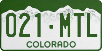 CO license plate 021MTL