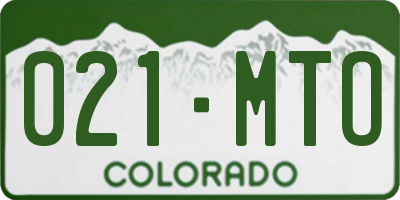 CO license plate 021MTO