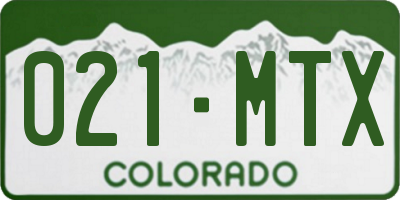 CO license plate 021MTX