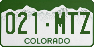 CO license plate 021MTZ