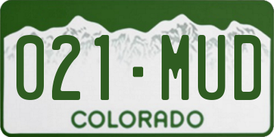 CO license plate 021MUD