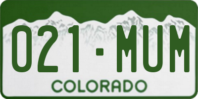 CO license plate 021MUM