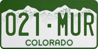 CO license plate 021MUR