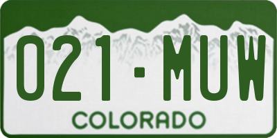 CO license plate 021MUW