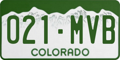 CO license plate 021MVB