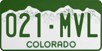 CO license plate 021MVL
