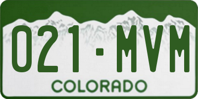 CO license plate 021MVM