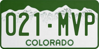 CO license plate 021MVP