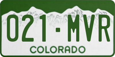 CO license plate 021MVR