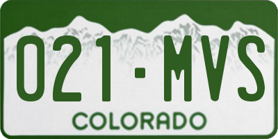 CO license plate 021MVS