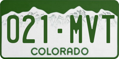 CO license plate 021MVT