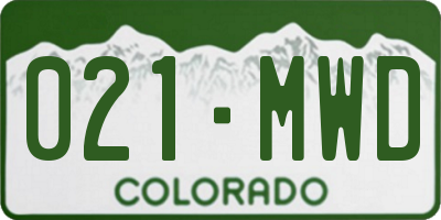 CO license plate 021MWD