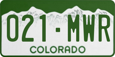 CO license plate 021MWR