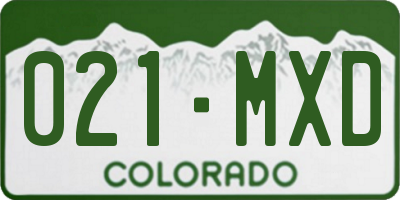 CO license plate 021MXD