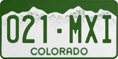 CO license plate 021MXI