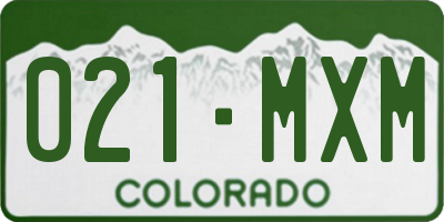 CO license plate 021MXM