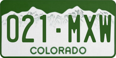 CO license plate 021MXW