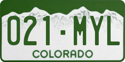 CO license plate 021MYL