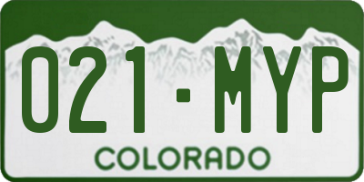 CO license plate 021MYP