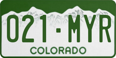 CO license plate 021MYR