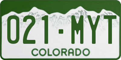 CO license plate 021MYT