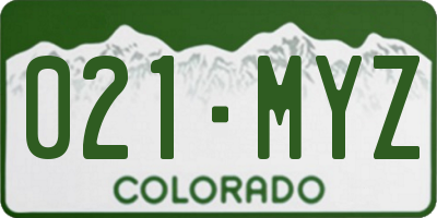 CO license plate 021MYZ