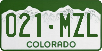 CO license plate 021MZL