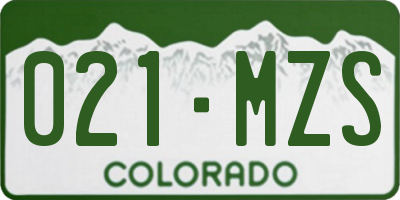 CO license plate 021MZS