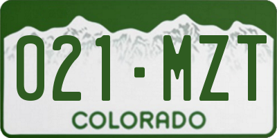 CO license plate 021MZT