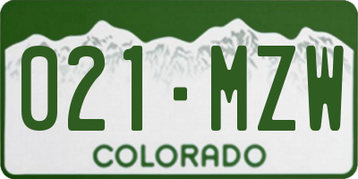 CO license plate 021MZW