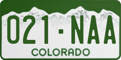 CO license plate 021NAA