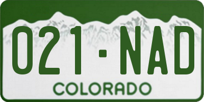 CO license plate 021NAD