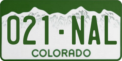 CO license plate 021NAL