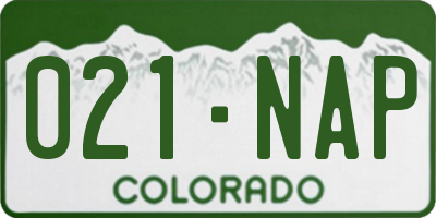 CO license plate 021NAP