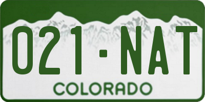 CO license plate 021NAT