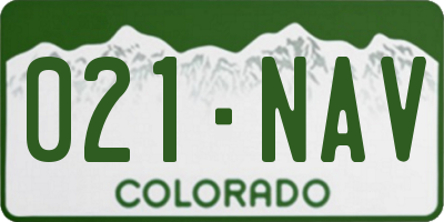 CO license plate 021NAV