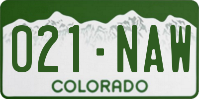 CO license plate 021NAW