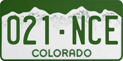 CO license plate 021NCE