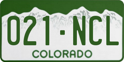 CO license plate 021NCL