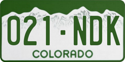 CO license plate 021NDK
