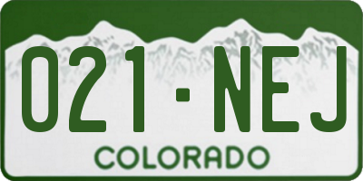 CO license plate 021NEJ