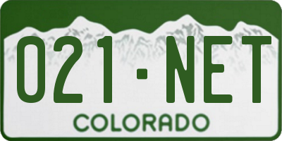 CO license plate 021NET
